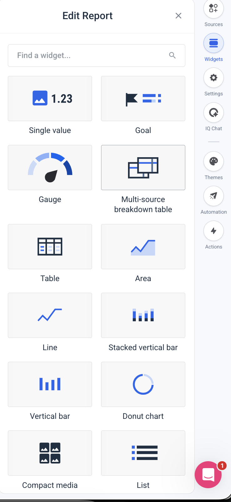 widget options