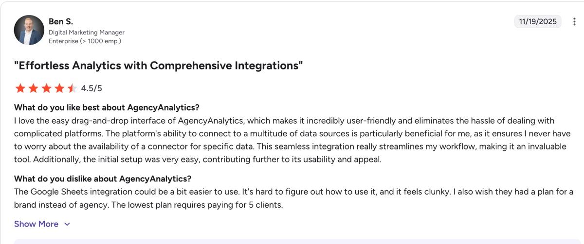 g2 review agency analytics
