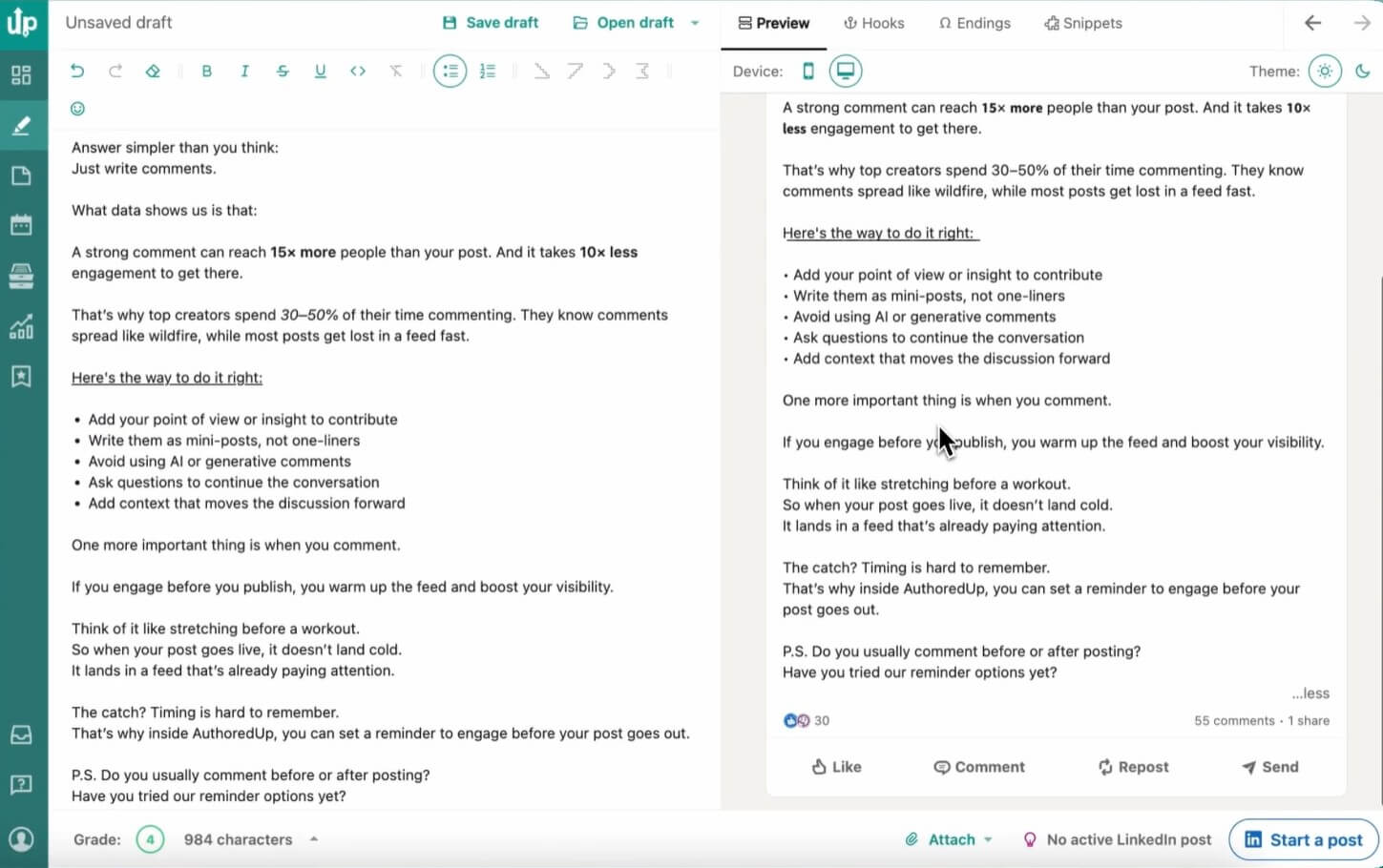 linkedin analytics tool authoredup