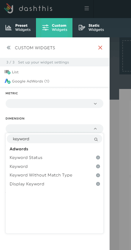 dimensions for dashboard breakdown